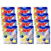 12PK Bref 50g Power Active 4 Function Formula Juicy Lemon Scent Toilet Freshener