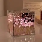 Tulip Cube Night Light 20 Flower Decorative Tulip Cube Mirror Lamp For Friends