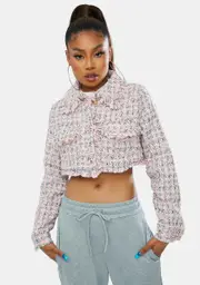 Be A Star Cropped Tweed Jacket