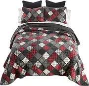 Donna Sharp Lumberjack Cotton Pieced Patchwork Quilted Bedding Set - 3-Piece King Size Quilt Set - Includes 1 Quilt and 2 Pillow Shams - Machine Washable - Perfect for Rustic Decor