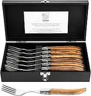 Laguiole Style de Vie Forks, Luxury Line, 6 pieces, Olive Wood, in giftbox