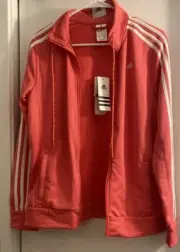 ADIDAS Women's CLIMA365 Track Jacket ClimaLite Pink Full Zip Large Vintage