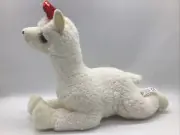 The Petting Zoo 13” Alpaca Llama White W/ Red Glitter Bow Plush NWT