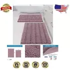 Elegant Mauve 2-Piece Bath Rugs - Soft Chenille Mats with Slip-Resistant Backing