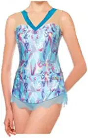 [Sasaki] 7366S Rhythmic Gymnastics Leotard with Skirt, Aqua Blue (AQBU)