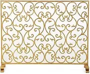 Fireplace Screen Guard,Protection Single Panel Handcrafted Iron Scroll Flat Guard Fireplace Screen w/Distressed Antique Copper Finish, for Open Fire/W