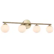 Morgan 4 Light Antique Gold Opal Glass Wall Light