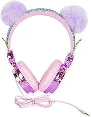DOITOOL Over The Ear Headset Wired Earphones on Ear Headphone Wired Headset for Children Headband Earphone Earbuds Foldable Headphone Purple Abs