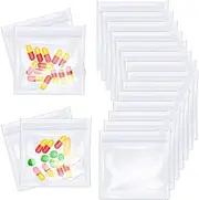 Reusable Pill Storage Pouch Bags (14 Pieces), Small Portable Baggies Packets for Medicine Travel Organizer with Zipper Slide Lock Self Sealing Transparent (U-11)