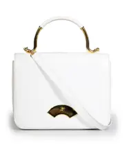 White Leather Top Handle Bag