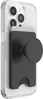 PopSockets Phone Wallet with Expanding Phone Grip, Phone Card Holder, Solid PopWallet - Black