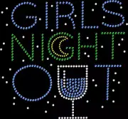 Rhinestone Bling Sparkle Iron On Transfer DIY Girls Night Out Moon Wine