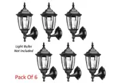 6-Sided Premium Outdoor Wall Lantern With Clear Glass Panel - Pack Of 6
