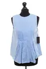 Drykorn Women's Blouse Evetina Gr.3 M Blue Light Sleeveless Crew Neck Cotton New