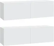 TV Unit White 2-Piece Set 100x30x30 cm Engineered Wood Wall TV Cabinet for Living Room, Space-Saving & Stylish Storage Solution