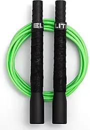 EliteSRS Beginner Jump Rope for Adults - Fitness Cardio Training - Long Handles/Comfortable Foam Grip/Forgiving PVC Cord - Indoor or Outdoor Skipping - Pro Freestyle