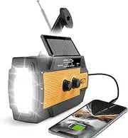 2022 Newest Emergency Crank Radio，4000mAh-Solar Hand Crank Portable AM/FM/NOAA Weather Radio with 1W Flashlight & Motion Sensor Reading Lamp，Cell Phone Charger,SOS Alarm for Home and Emergency(Orange)