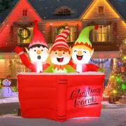 5 FT Christmas Inflatables Elf Outdoor Decorations Blow Up Yard High Scriptur...