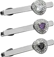 [PAREKS] 3pcs Tie Clips Silver Bow Ties for Men Silver Bowtie Cinchos para Hombres Copper Necktie Clip Regular Necktie Clip Tie Bar Pinch Clip Tie Clips for Men Shirt Clips Tie Pin