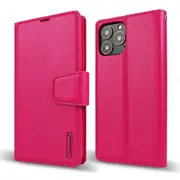ZUSLAB iPhone 13 Pro Case, Hanman Leather Credit Card Wallet Flip Case for Apple (2021) - Hot Pink