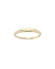 14K Italian Gold Flat Dome Signet Ring