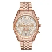 Michael Kors MK8580 Lexington Crystal All Diamond Pave Dial Chrono 44mm Watch