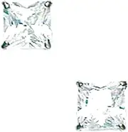 [JewelryWeb] 14k White Gold 5x5mm Square CZ Simulated Diamond Basket Set Earrings Stud Earring for Women