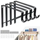 4 Pack Closet Rod Brackets Heavy Duty Closet Shelf & Rod Brackets Black Close...