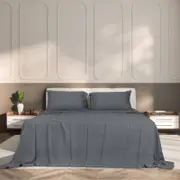 Dreamz 3PCS Double Size Cooling Bamboo Bed Sheet Set Charcoal