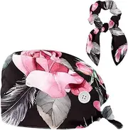 [YTYVAGT] Scrub Caps Women,Scrub Hats Suitable for Women,Flower Rose Feather Love