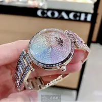 在飛比找ETMall東森購物網優惠-COACH手錶, 女錶 34mm 玫瑰金圓形精鋼錶殼 彩虹圈