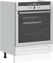 Kalmar White Oven Cabinet, Engineered Wood, Adjustable Feet, 60x46x81.5 cm, Durable & Ample Storage, Easy Maintenance, Safety Features Included