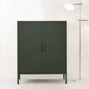 Tall Metal Locker Style Buffet Sideboard Cabinet - Green