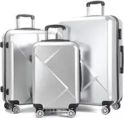 [Edtian] 3 Piece Luggage Sets, Pc+abs Suitcases (20", 24", 28")