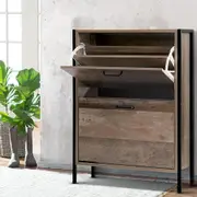 Vintage Wooden Shoe Rack Storage Cabinet (Holds up to 12 pairs)