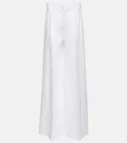 [Chloe] Chloé High-rise linen and cotton wide pants AU 14 white