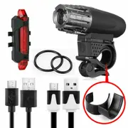 Ozoffer Set Waterproof Bicycle Bike Lights Front Rear LED Light Lamp USB Rechargeable