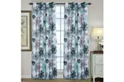 2x Blockout Blue Floral Curtains Pair Eyelet Blackout Curtain Draperies for Living, Multi Color and Size