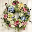 Rainbow Hydrangea Wreath Front Door Spring Artificial Flower Garland Home Decor