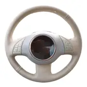 Beige Pu Faux Leather Hand-stitched Car Steering Wheel Cover For Fiat 500 2007-2015 500e 2014-2018 500c 2014-2017