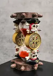 Gothic Marine Pirate Skulls Crossbones Steer Helm Compasses Sand Timer Figurine