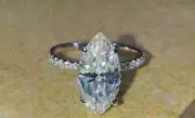 4.00 CT Marquise Cut Lab Created Diamond Solitaire Ring 14K White Gold Plated