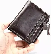 [SLEDEZ] Mens Cash Change Wallet Men's Short Leather Wallet Vintage Zip 2 Fold Money Clip(Colour 2)