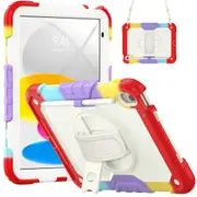 MCC Shockproof iPad (A16) 11" 2025 Strap Rugged Colourful Case Cover Apple 11th Gen inch [Colourful+Red]