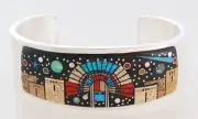 Navajo Handmade Sterling Silver with Night Sky Inlay Bracelet by Clayton Tom