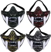 JOINPAYA Oni Samurai Mask,4pcs Half Japanese Mask Ghost Novelty Drama Tush Ninja Halloween Party Cosplay Costume Prop