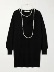 [Zimmermann] Zimmermann - Crush Faux Pearl-embellished Wool Mini Dress - Black - 4 4 Black