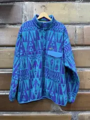 Patagonia Synchilla XXL Tribal Print T-Snap Teal Fleece Pullover STY25580 SP17