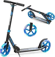 HONEY JOY Kids Folding Kick Scooter, Scooter for Children Teens w/2 Flash Wheels, 3-Level Adjustable Handlebar, Rear Foot Brake, Aluminum Deck, Outdoor Sports Scooter for Boys & Girls