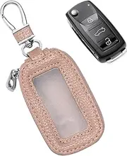 Car Key Fob Case, Vehicle Zipper Bag with Metal Hook, Portable Key Fob Protector, PU Leather Holder